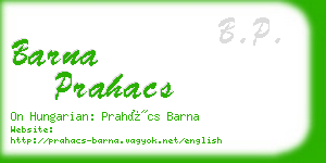 barna prahacs business card